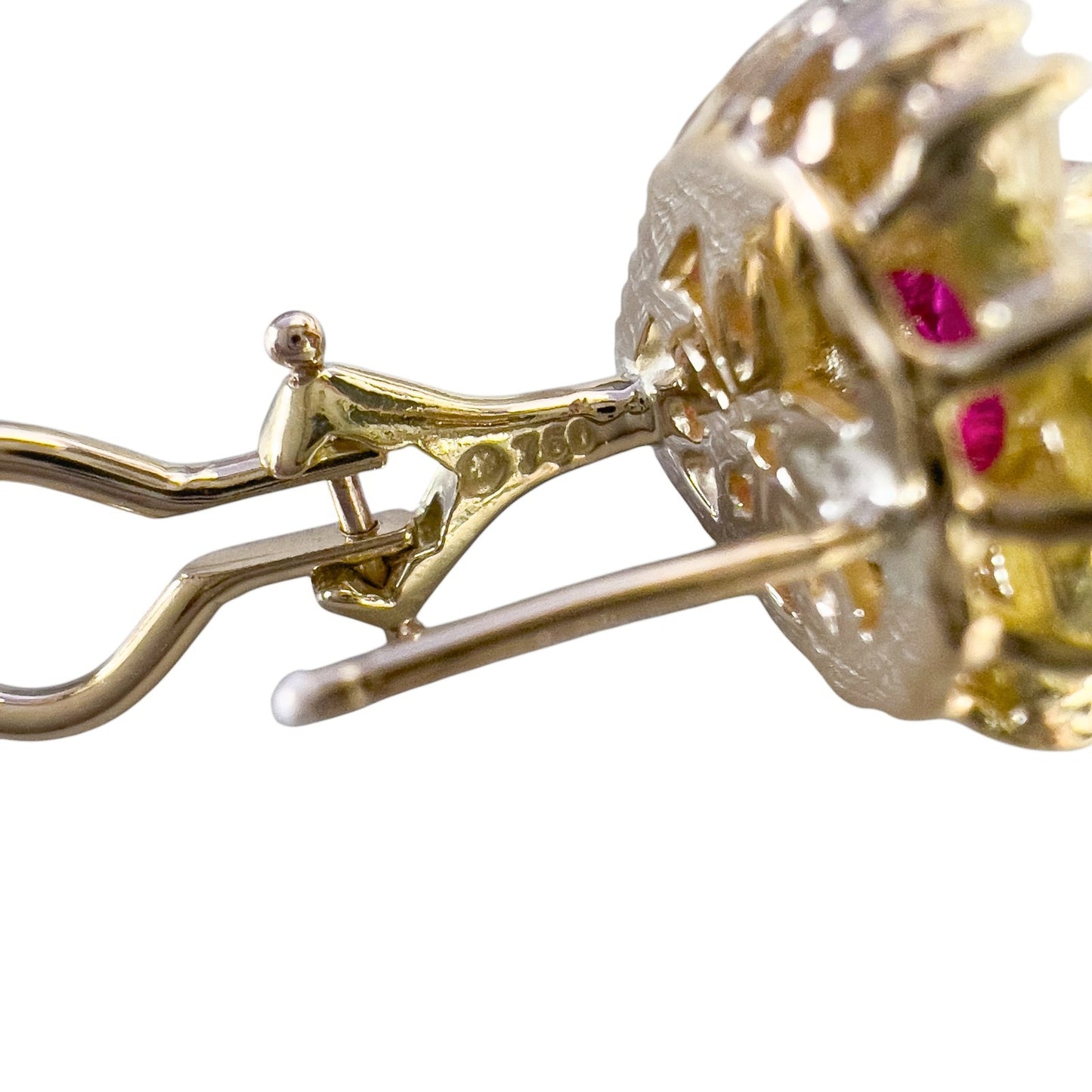 18k Gold 2ctw Pear Ruby Baguette Marquise Diamond Halo Earrings 2.00ctw H SI