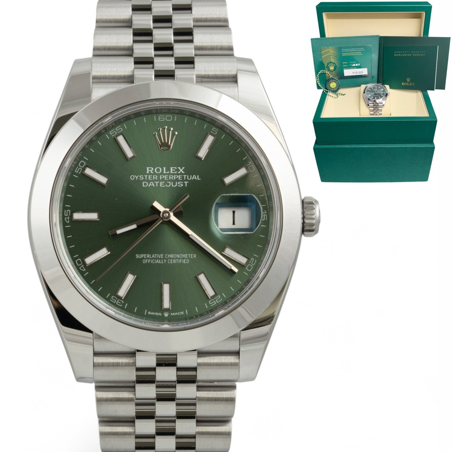 NEW 2025 Rolex DateJust 126300 41mm Stainless MINT GREEN Dial Watch BOX + PAPERS