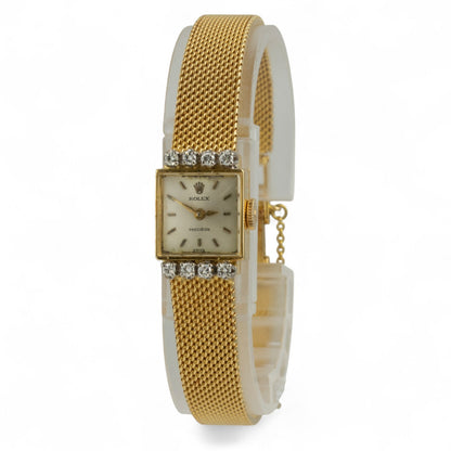 Rolex Precision 2631 /8 18k Yellow Gold Diamond Bezel Silver Dial 13.5mm Watch