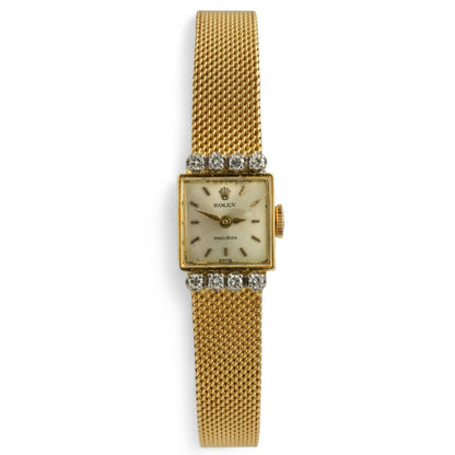 Rolex Precision 2631 /8 18k Yellow Gold Diamond Bezel Silver Dial 13.5mm Watch