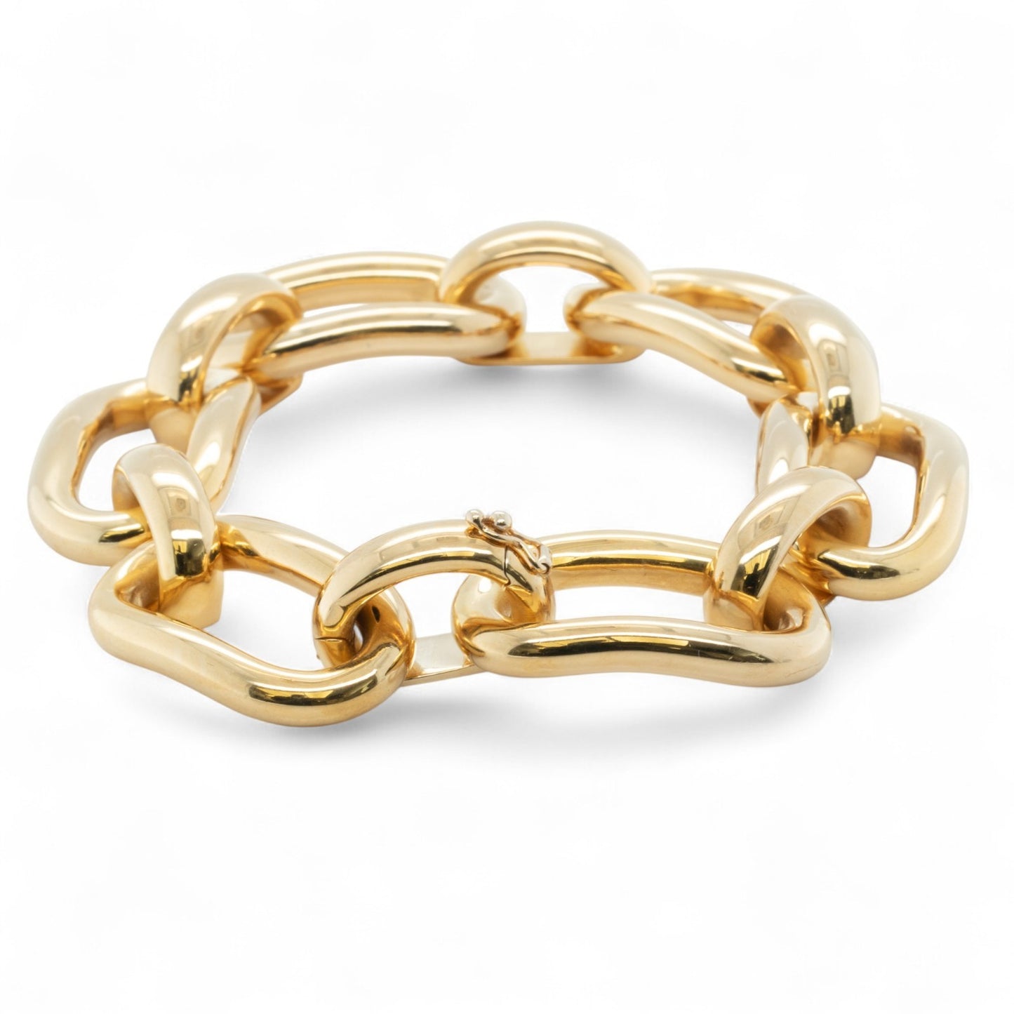 18k Yellow Gold Chunky Oval Link 17.00mm Wide Chain Bracelet 7.00" 47.6g ITALY