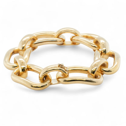 18k Yellow Gold Chunky Oval Link 17.00mm Wide Chain Bracelet 7.00" 47.6g ITALY