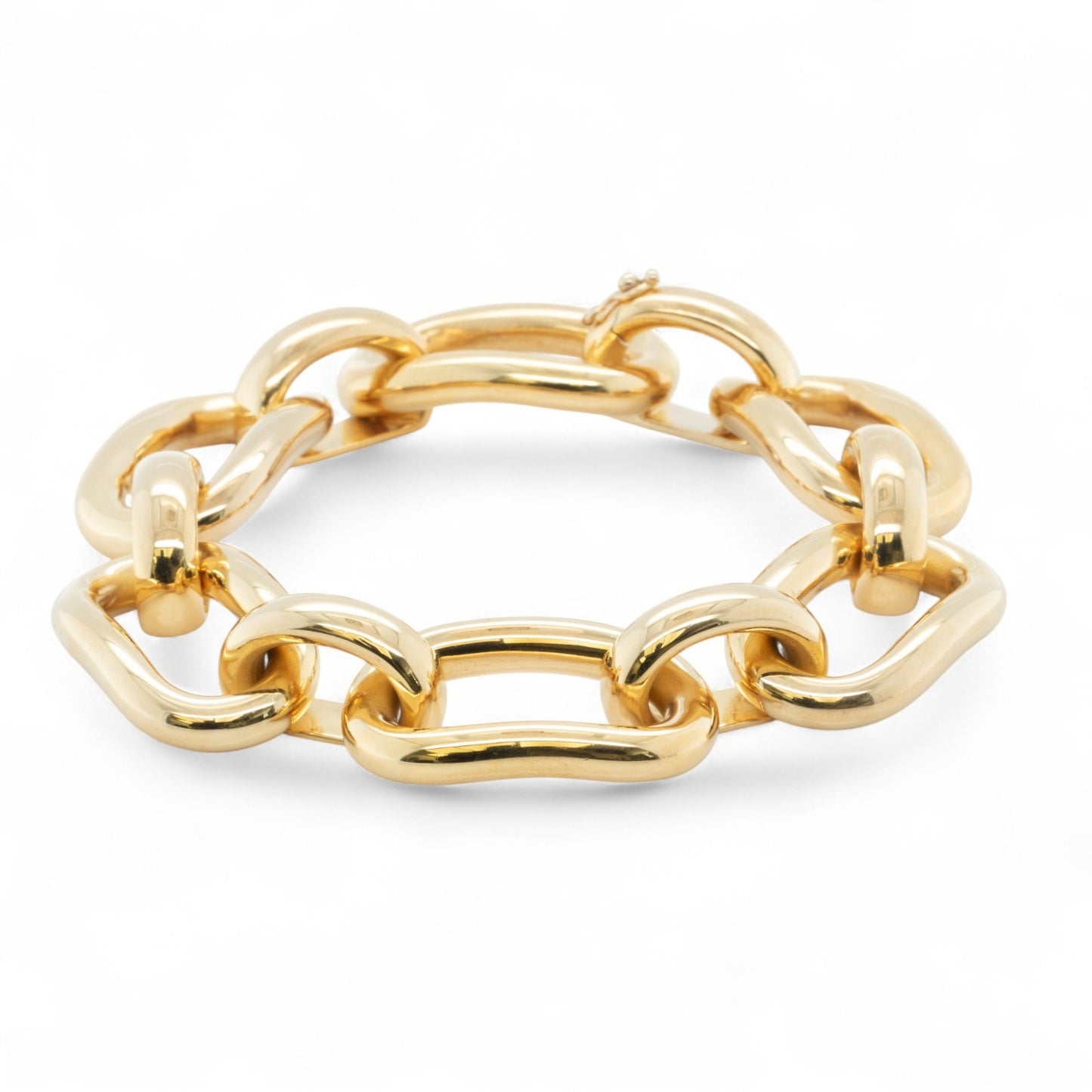 18k Yellow Gold Chunky Oval Link 17.00mm Wide Chain Bracelet 7.00" 47.6g ITALY