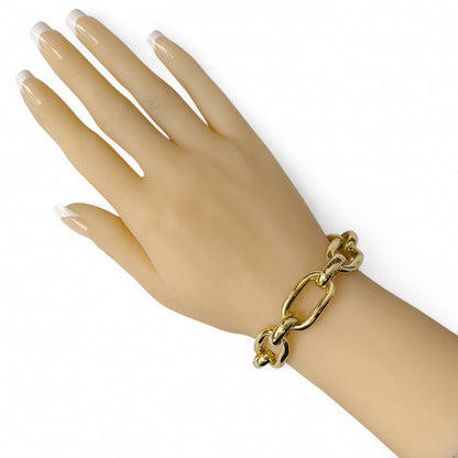 18k Yellow Gold Chunky Oval Link 17.00mm Wide Chain Bracelet 7.00" 47.6g ITALY