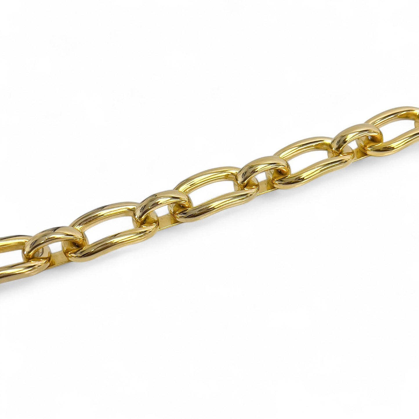 18k Yellow Gold Chunky Oval Link 17.00mm Wide Chain Bracelet 7.00" 47.6g ITALY