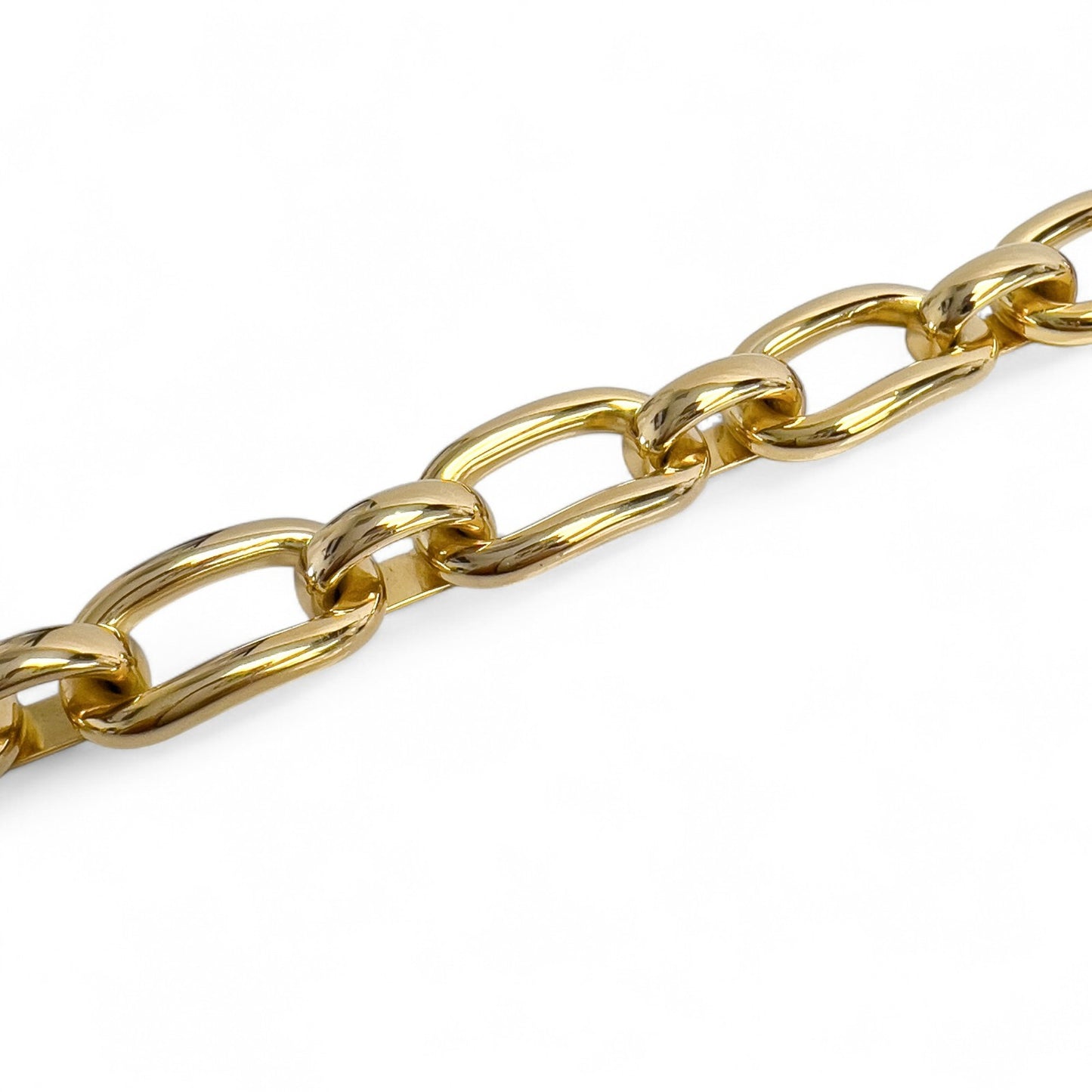 18k Yellow Gold Chunky Oval Link 17.00mm Wide Chain Bracelet 7.00" 47.6g ITALY