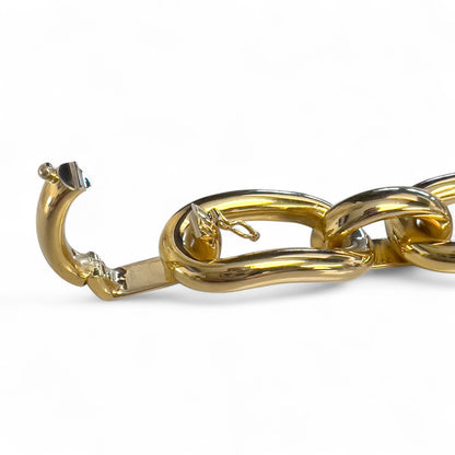 18k Yellow Gold Chunky Oval Link 17.00mm Wide Chain Bracelet 7.00" 47.6g ITALY