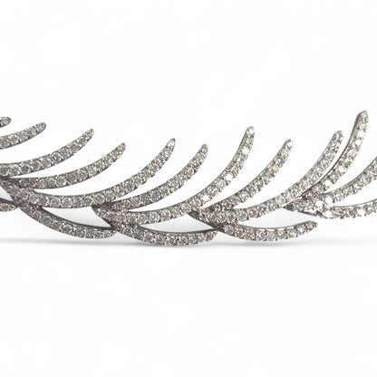 18k White Gold Diamond Palm Leaves Motif Necklace 4.50ctw G VS2-SI1 16"