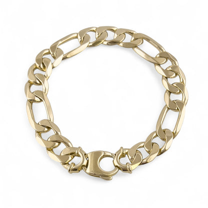 Vintage 14k Yellow Gold Figaro Link Chain Bracelet 8.25" 46.0g 11.25mm