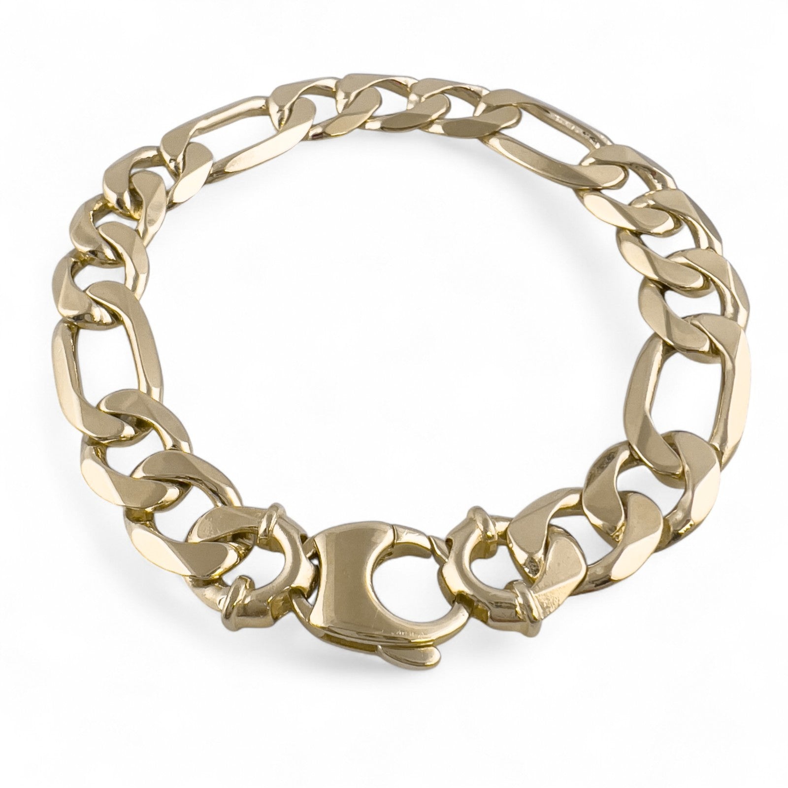 Vintage 14k Yellow Gold Figaro Link Chain Bracelet 8.25