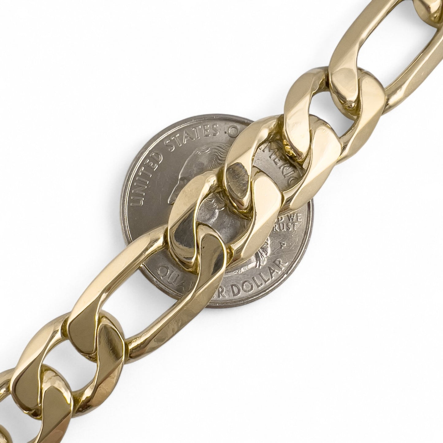 Vintage 14k Yellow Gold Figaro Link Chain Bracelet 8.25" 46.0g 11.25mm