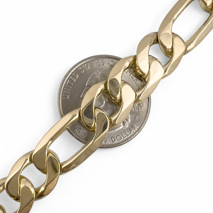 Vintage 14k Yellow Gold Figaro Link Chain Bracelet 8.25" 46.0g 11.25mm