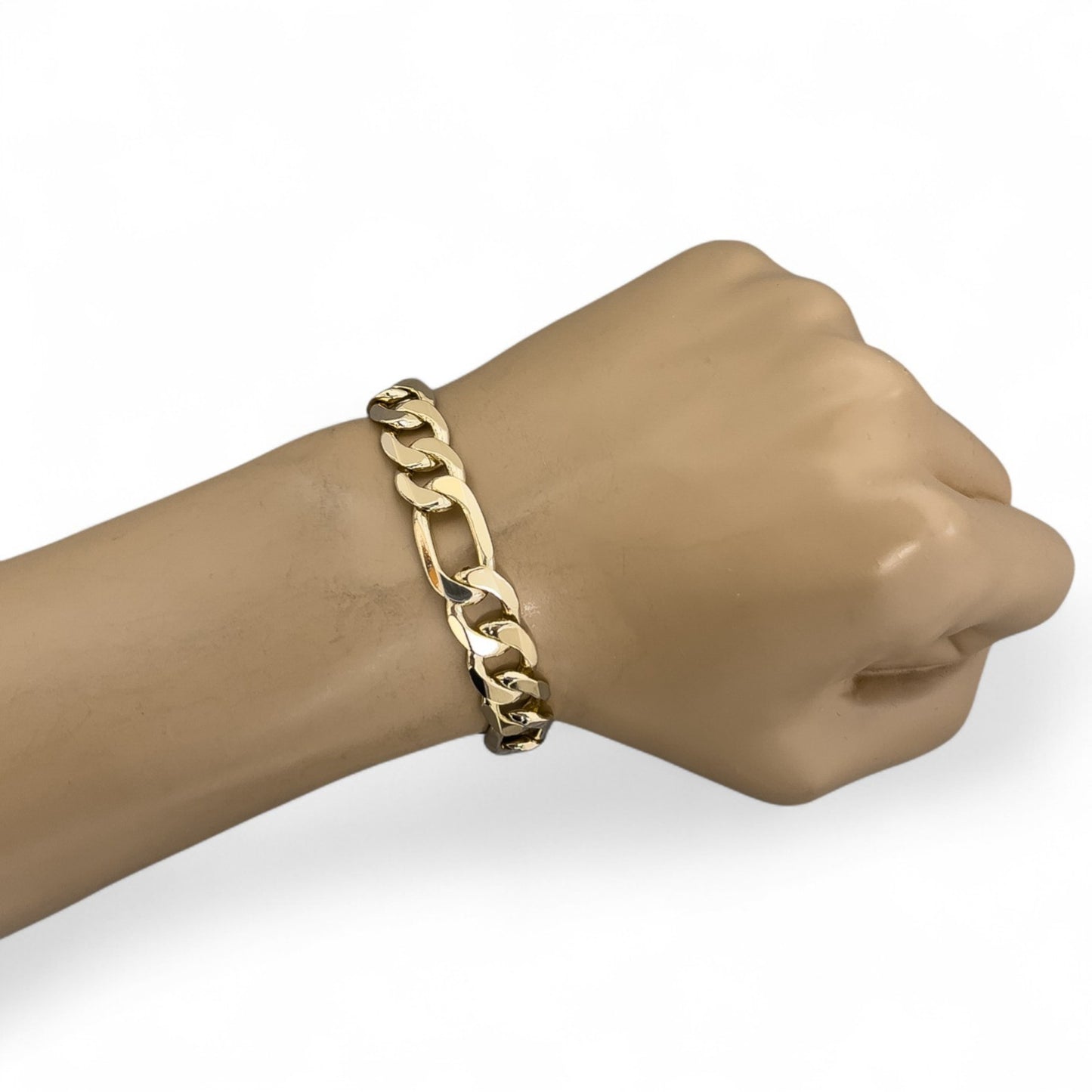 Vintage 14k Yellow Gold Figaro Link Chain Bracelet 8.25" 46.0g 11.25mm