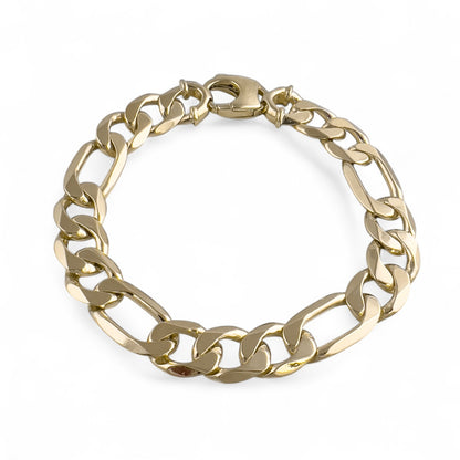 Vintage 14k Yellow Gold Figaro Link Chain Bracelet 8.25" 46.0g 11.25mm