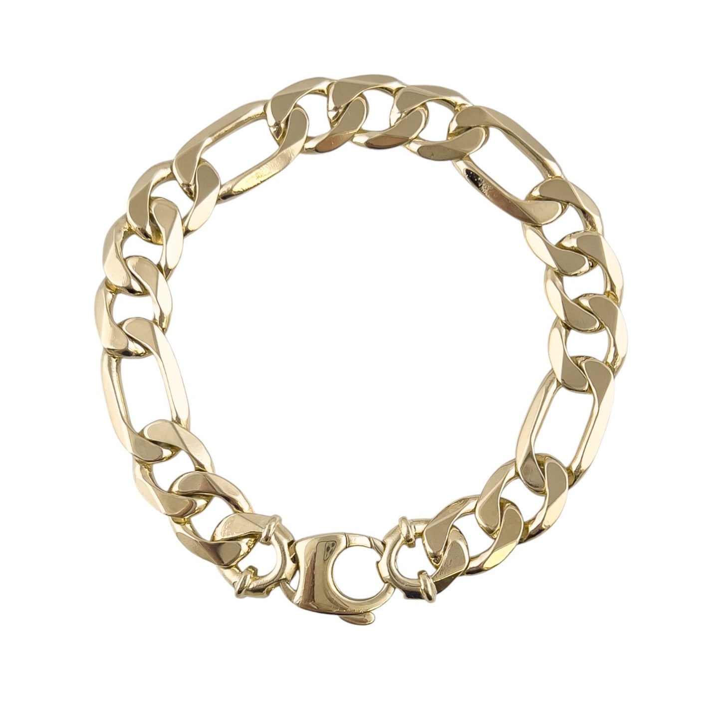 Vintage 14k Yellow Gold Figaro Link Chain Bracelet 8.25" 46.0g 11.25mm
