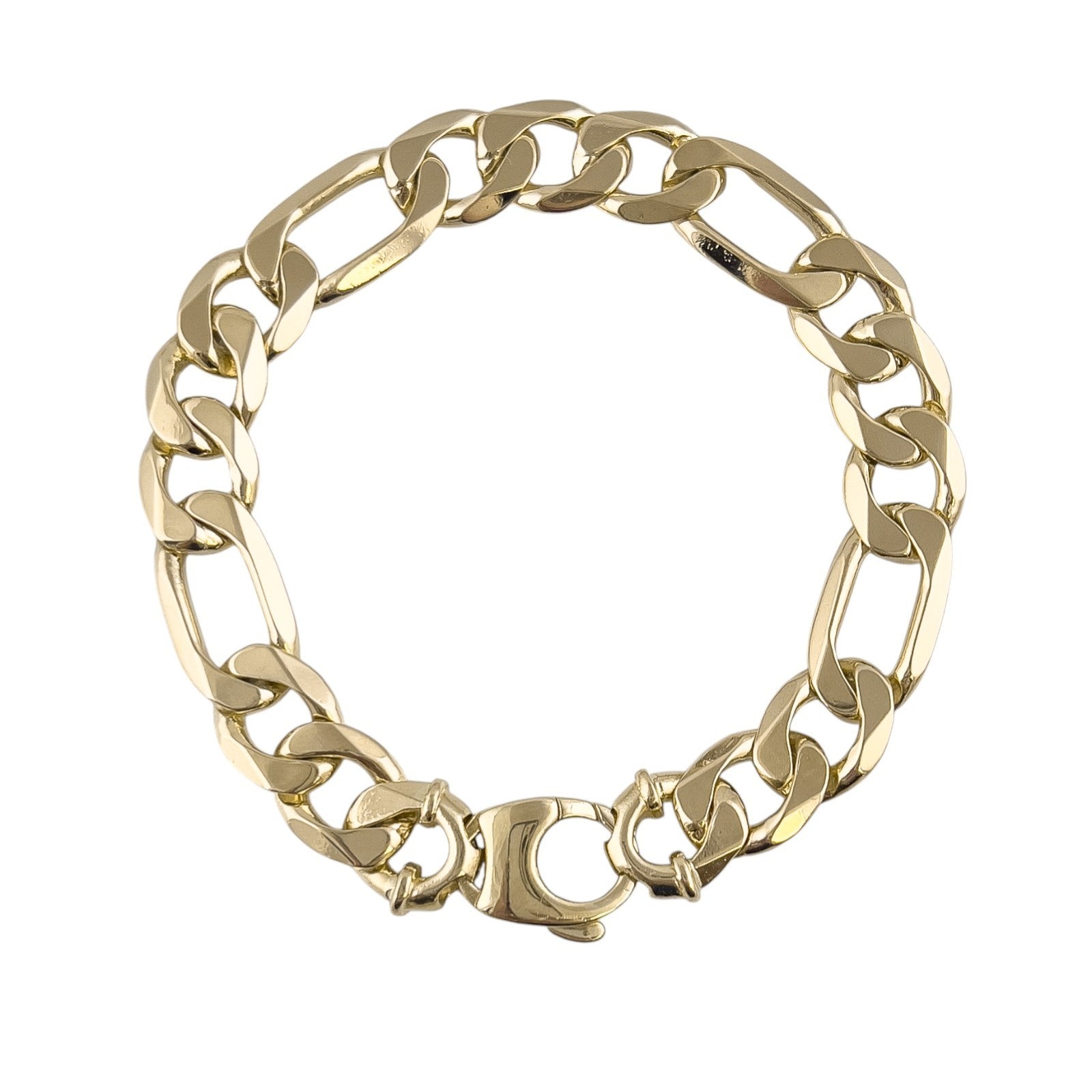 ★rosemont★ 14K Chain Bracelet Pins RF0060 Vintage 14k Yellow Gold Figaro Link Chain Bracelet 8.25