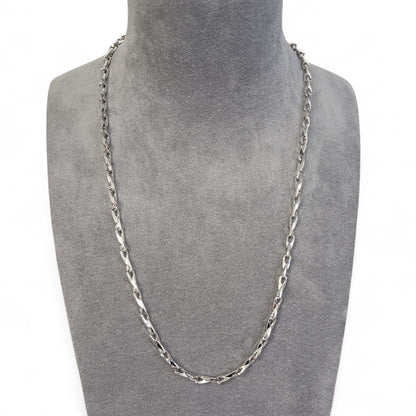 14k White Gold Fancy Designer Mariner Anchor Link Chain Necklace 25" 30.4g 5mm
