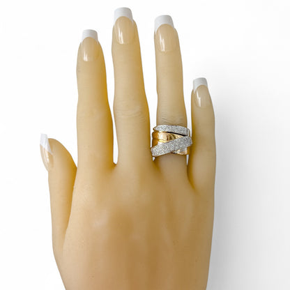La Nouvelle Bague 18k Rose & White Gold Pave Diamond Crossover Ring 1.90ctw s5.5