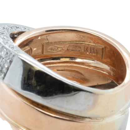 La Nouvelle Bague 18k Rose & White Gold Pave Diamond Crossover Ring 1.90ctw s5.5