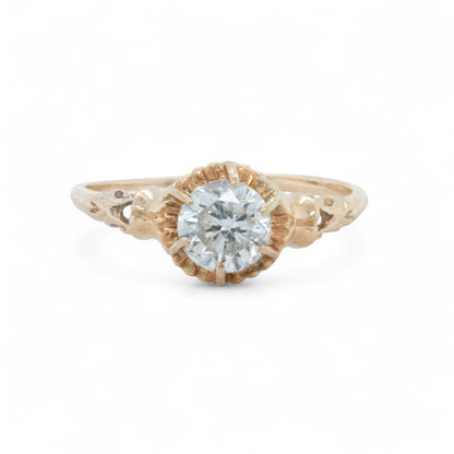 Antique Victorian 14k Yellow Gold Diamond Belcher Set Ring Size 7.25 1.00ct G I1