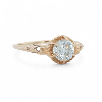 Antique Victorian 14k Yellow Gold Diamond Belcher Set Ring Size 7.25 1.00ct G I1