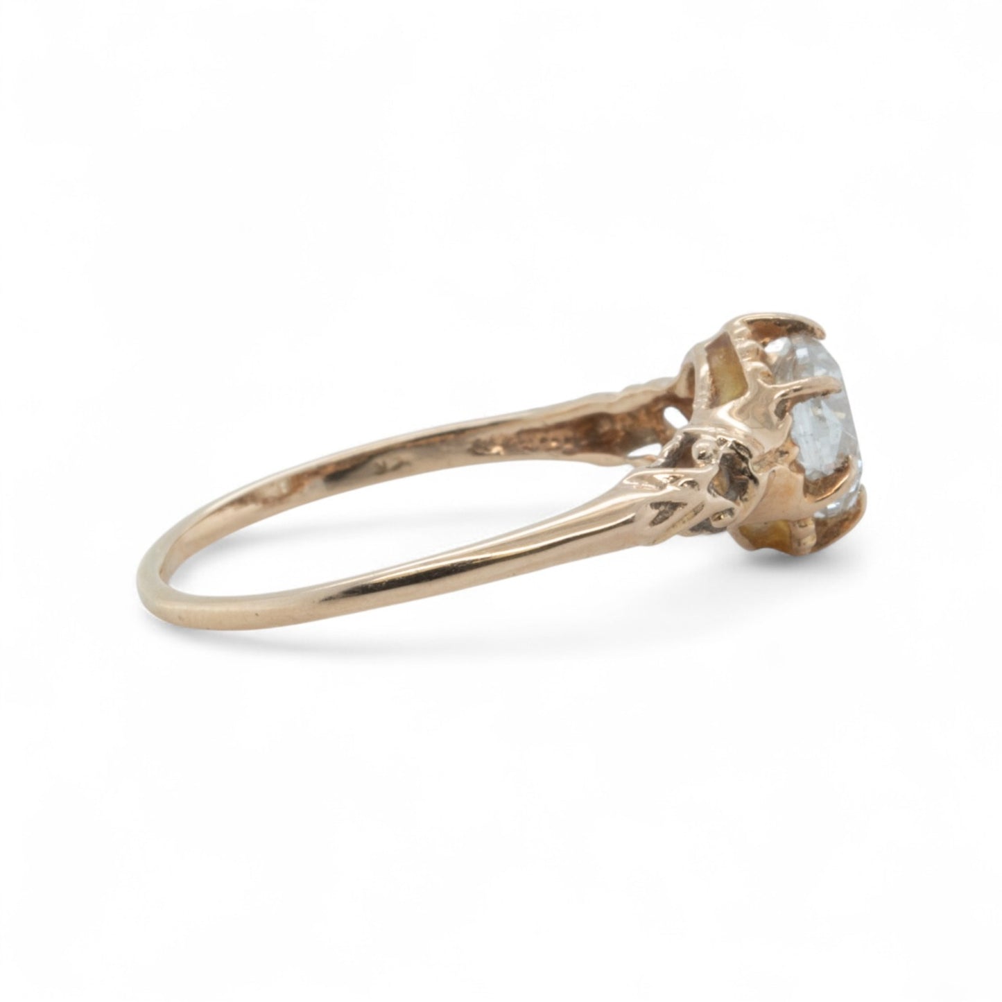 Antique Victorian 14k Yellow Gold Diamond Belcher Set Ring Size 7.25 1.00ct G I1