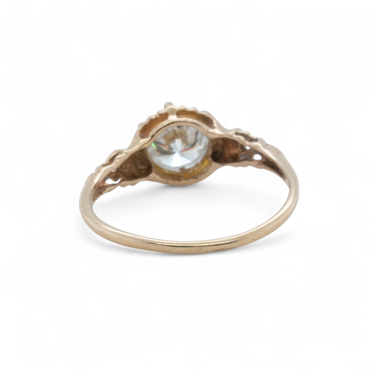 Antique Victorian 14k Yellow Gold Diamond Belcher Set Ring Size 7.25 1.00ct G I1