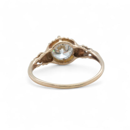 Antique Victorian 14k Yellow Gold Diamond Belcher Set Ring Size 7.25 1.00ct G I1