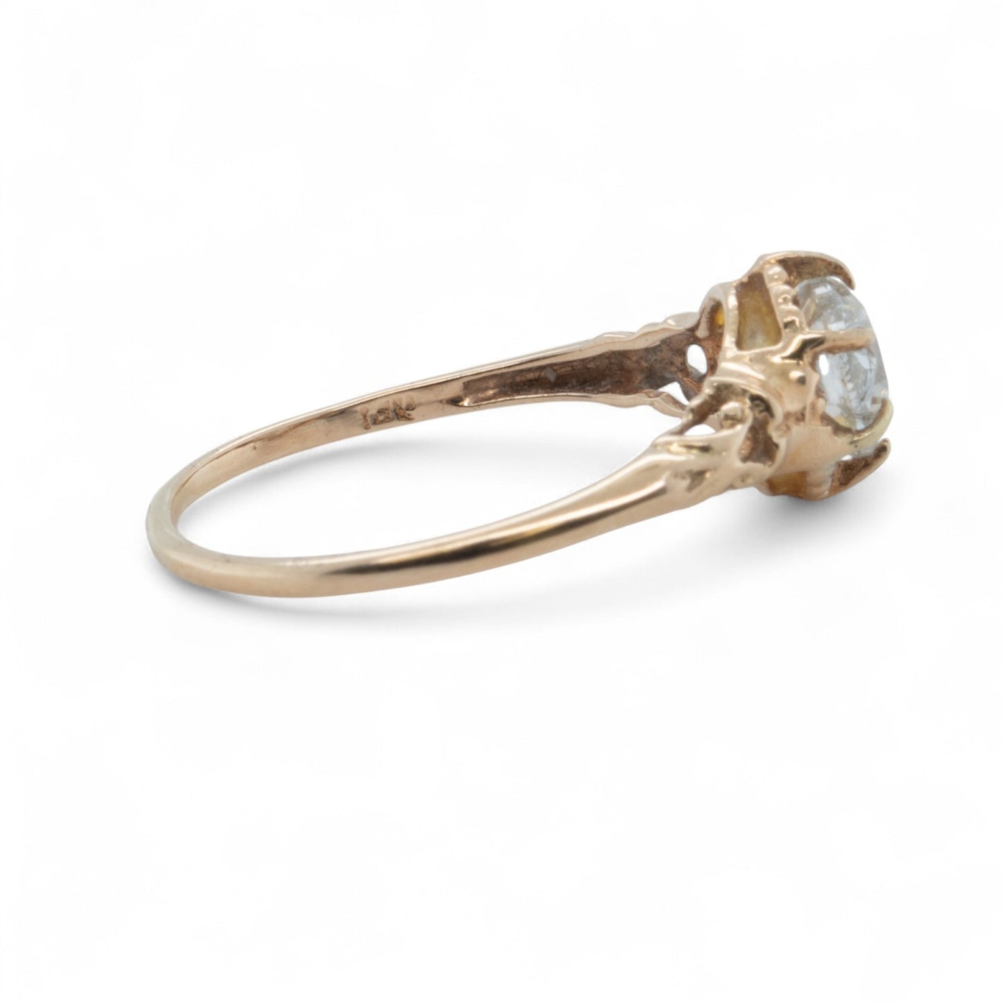 Antique Victorian 14k Yellow Gold Diamond Belcher Set Ring Size 7.25 1.00ct G I1
