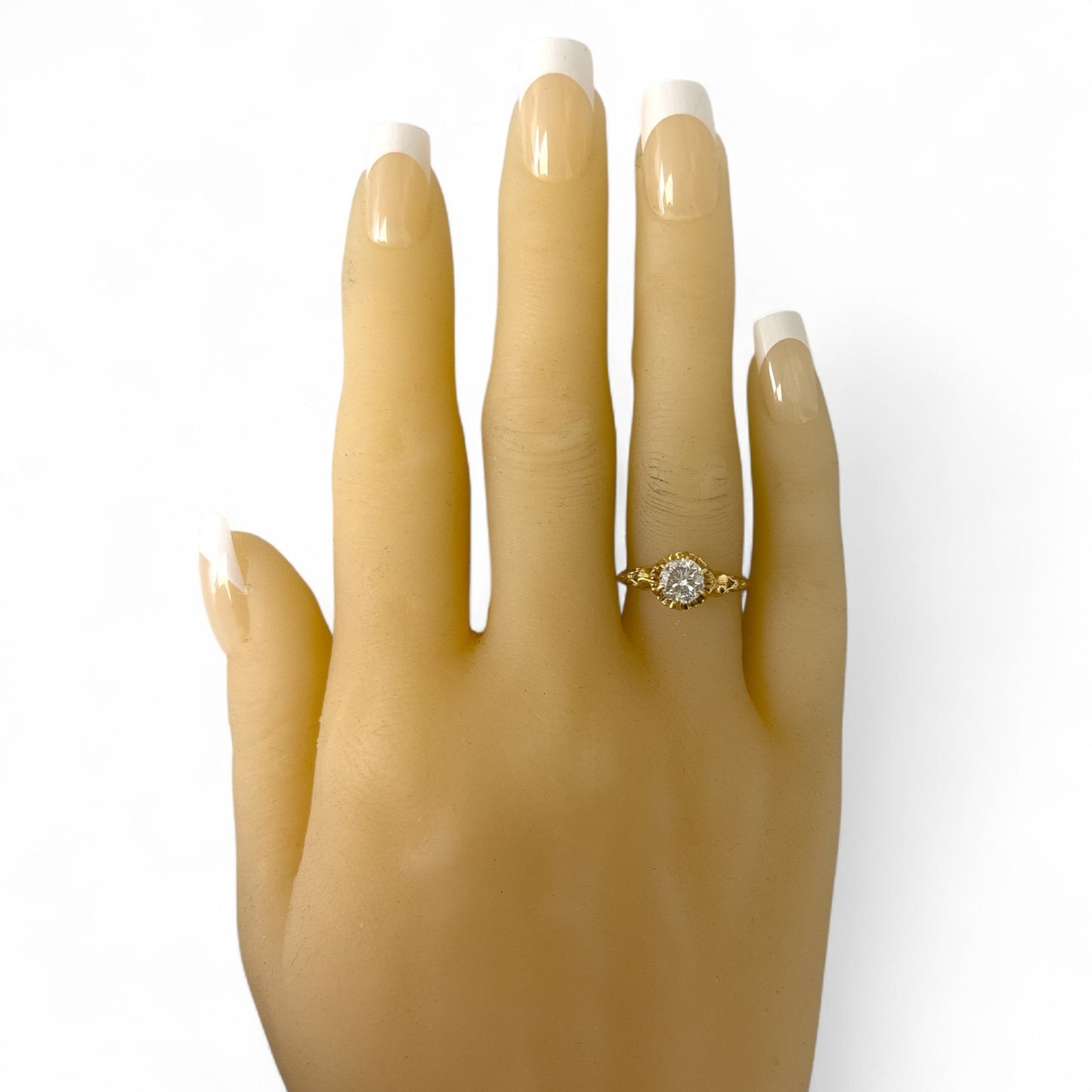 Antique Victorian 14k Yellow Gold Diamond Belcher Set Ring Size 7.25 1.00ct G I1