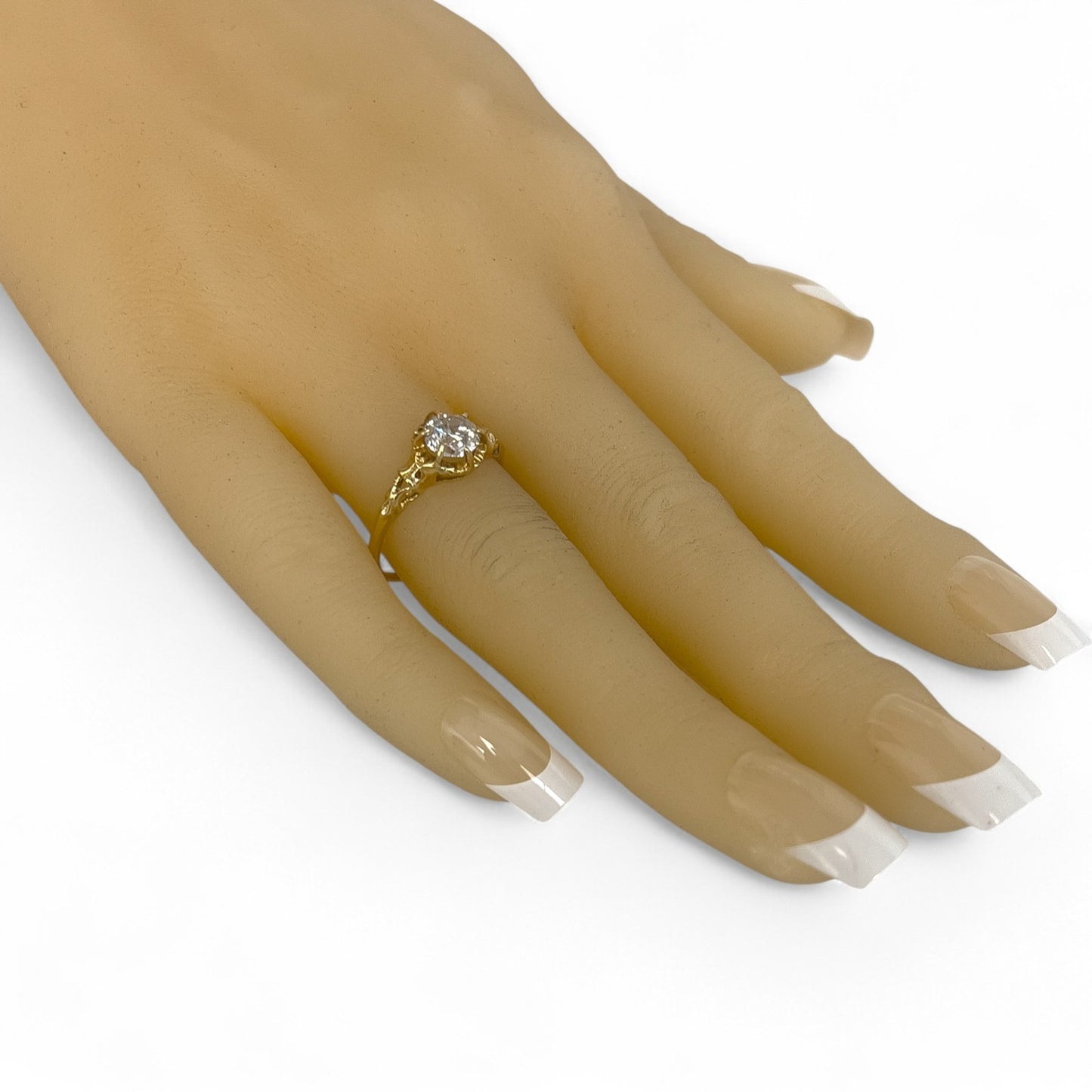 Antique Victorian 14k Yellow Gold Diamond Belcher Set Ring Size 7.25 1.00ct G I1