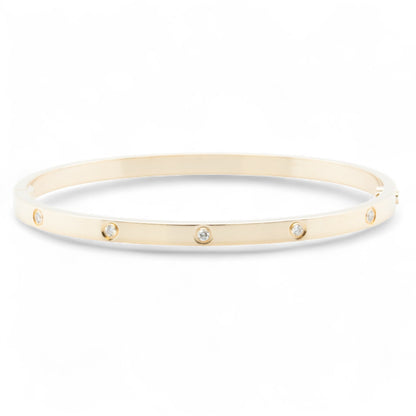 Cartier Love Small 18k Yellow Gold 10 Diamond Bangle Bracelet Size 17 BOX CERT