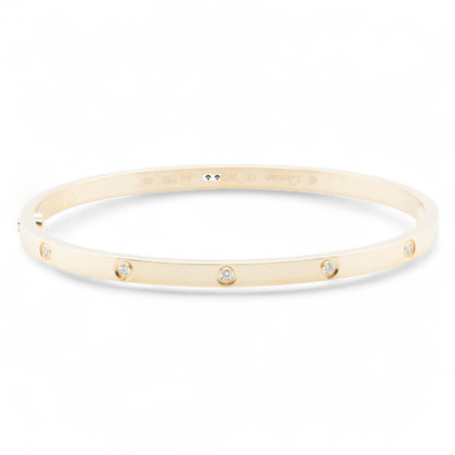 Cartier Love Small 18k Yellow Gold 10 Diamond Bangle Bracelet Size 17 BOX CERT