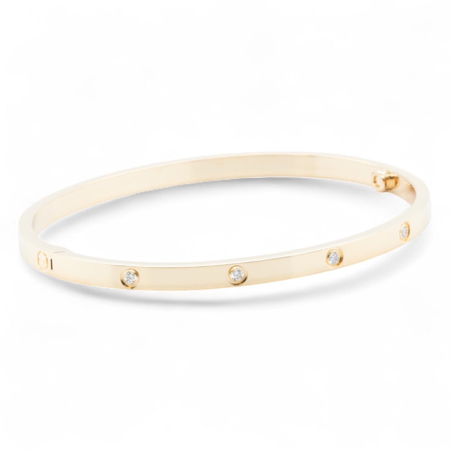 Cartier Love Small 18k Yellow Gold 10 Diamond Bangle Bracelet Size 17 BOX CERT