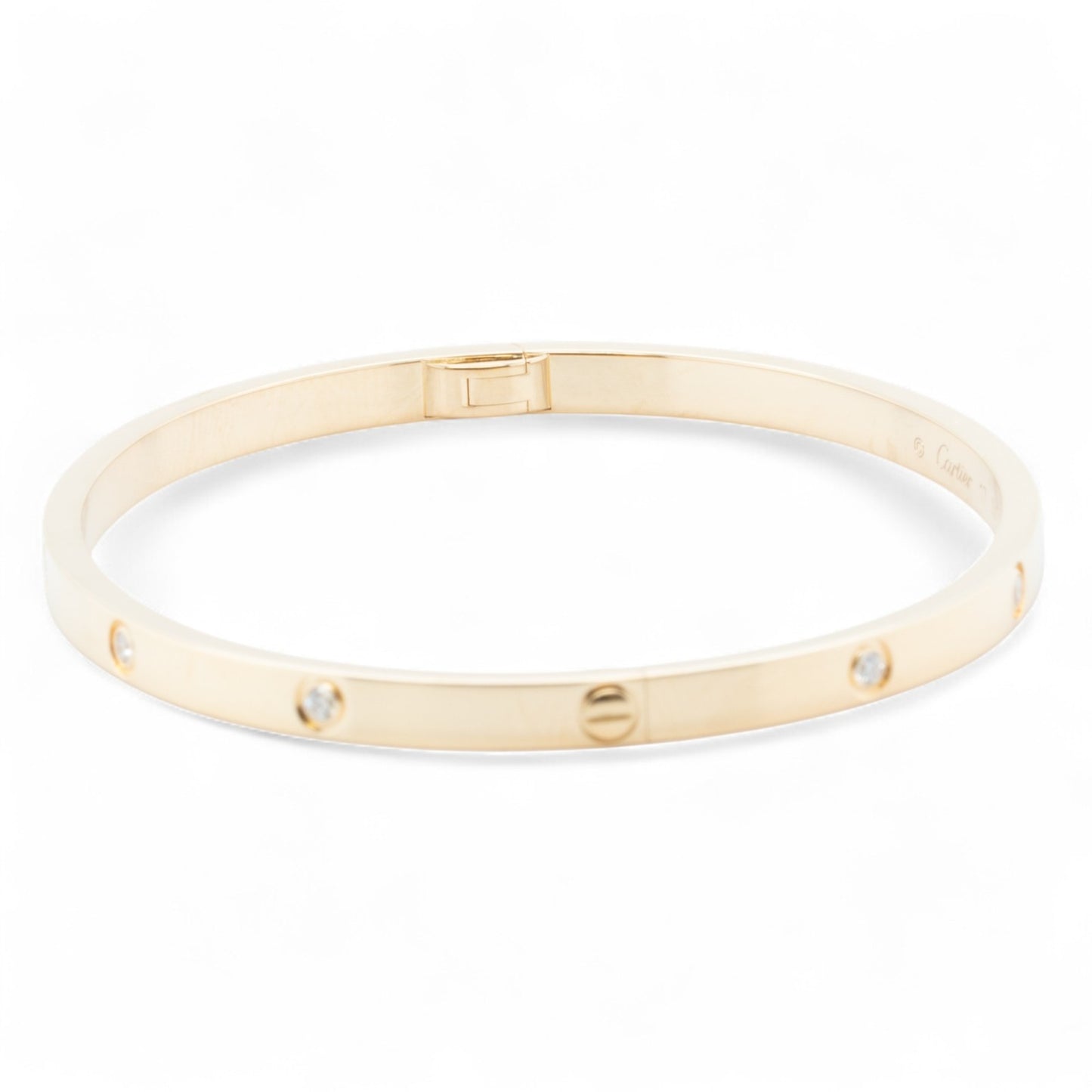 Cartier Love Small 18k Yellow Gold 10 Diamond Bangle Bracelet Size 17 BOX CERT
