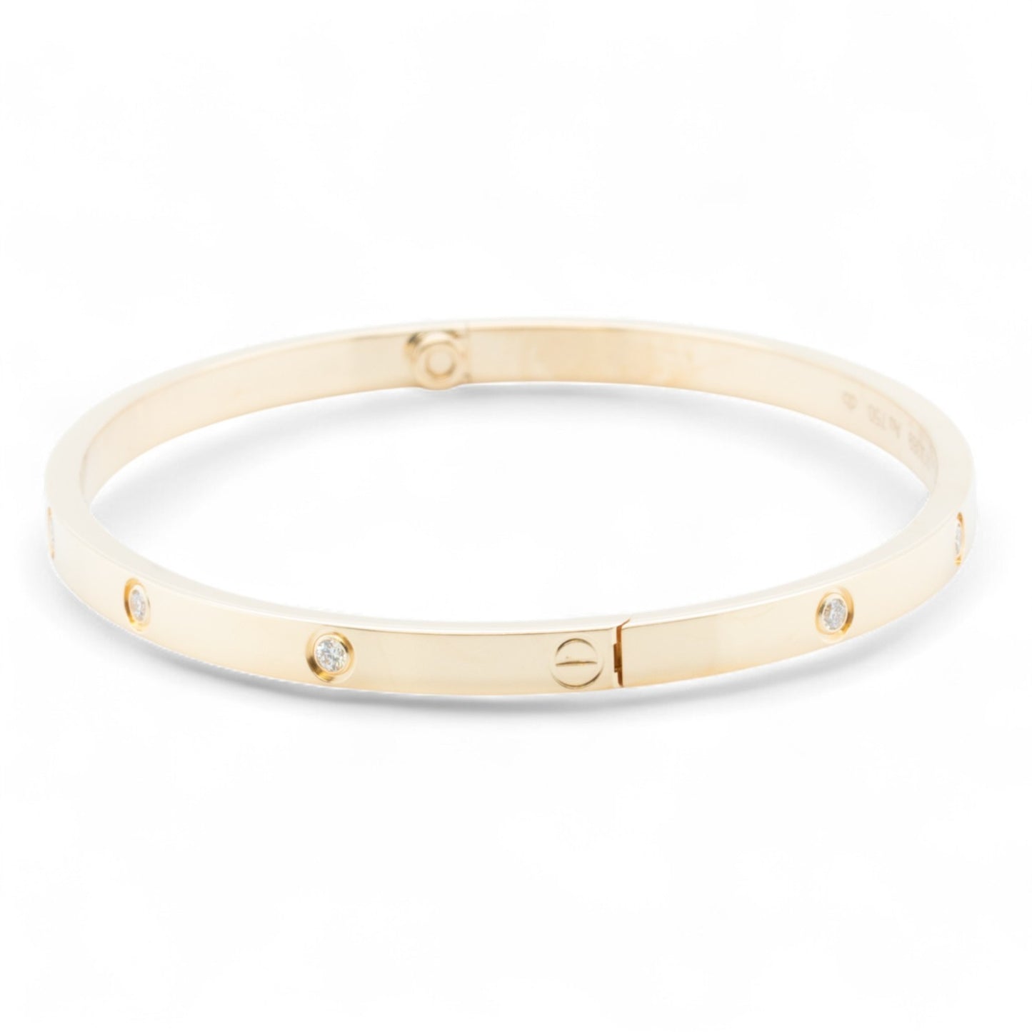 Cartier Love Small 18k Yellow Gold 10 Diamond Bangle Bracelet Size 17 BOX CERT