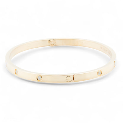 Cartier Love Small 18k Yellow Gold 10 Diamond Bangle Bracelet Size 17 BOX CERT