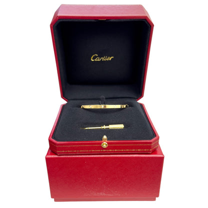 Cartier Love Small 18k Yellow Gold 10 Diamond Bangle Bracelet Size 17 BOX CERT