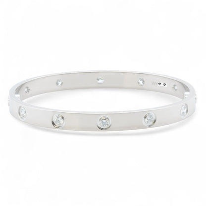 Cartier Love 18k White Gold 10 Diamond Bangle Bracelet Size 17 BAG + BOX + CERT