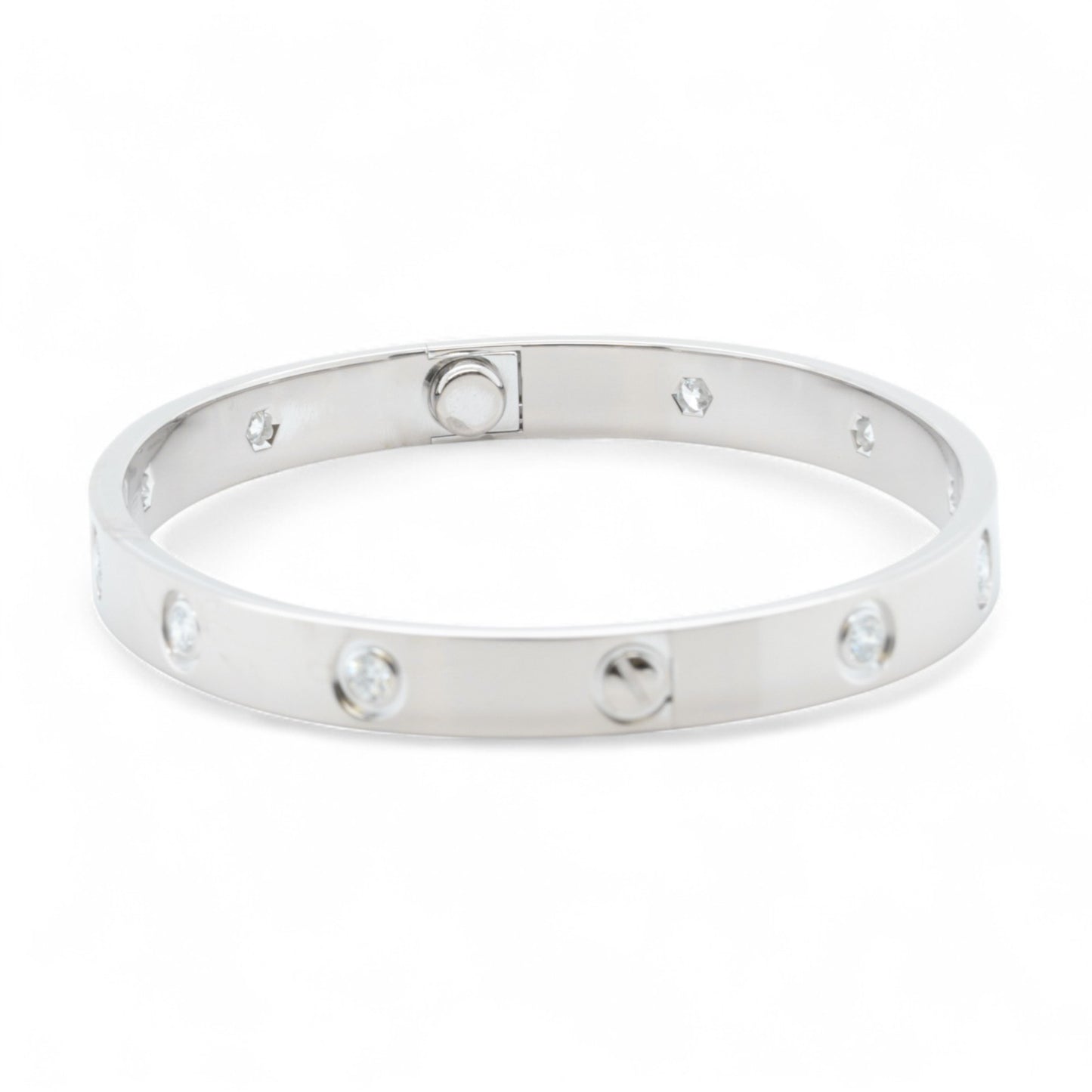 Cartier Love 18k White Gold 10 Diamond Bangle Bracelet Size 17 BAG + BOX + CERT