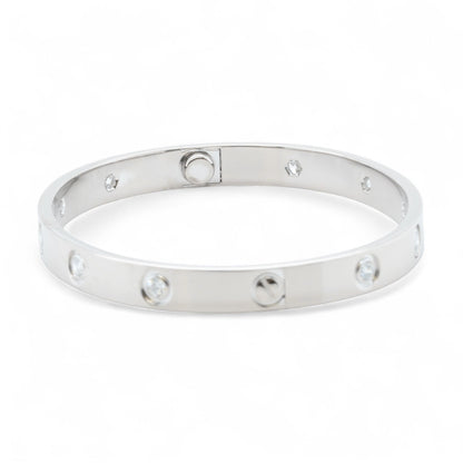 Cartier Love 18k White Gold 10 Diamond Bangle Bracelet Size 17 BAG + BOX + CERT