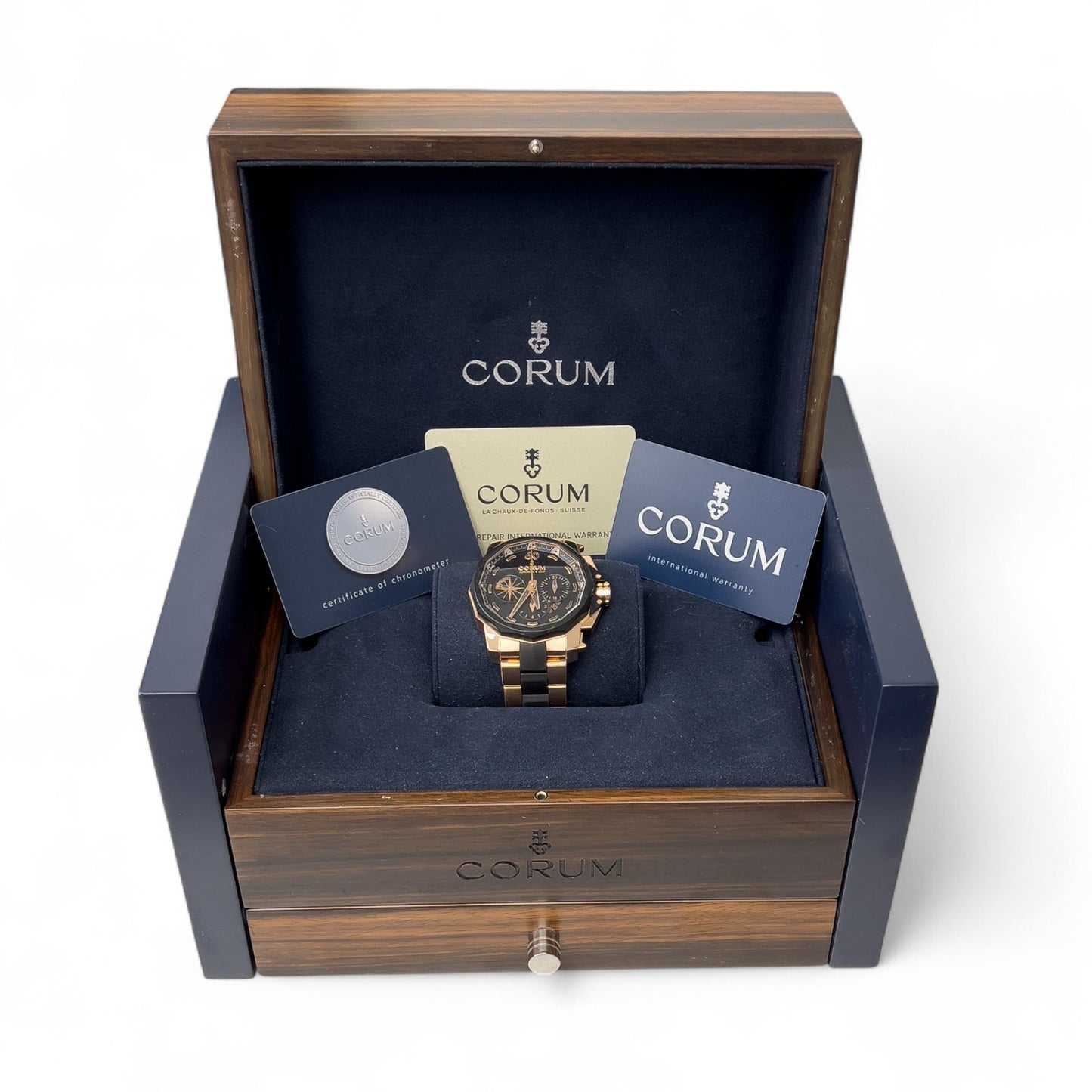 Corum Admiral's Cup Challenger 753.935.91/V791 AN12 BLACK 48mm 18K ROSE GOLD BOX
