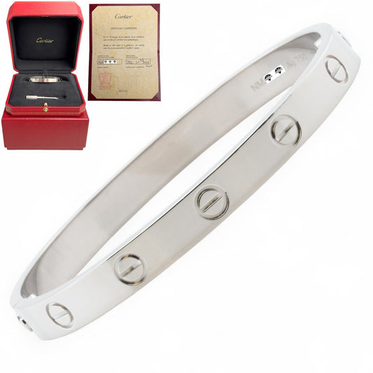 Cartier Love 18k White Gold Bangle Bracelet Size 16 2021 SCREWDRIVER BOX + CERT