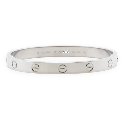 Cartier Love 18k White Gold Bangle Bracelet Size 16 2021 SCREWDRIVER BOX + CERT