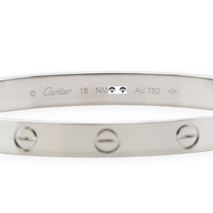 Cartier Love 18k White Gold Bangle Bracelet Size 16 2021 SCREWDRIVER BOX + CERT