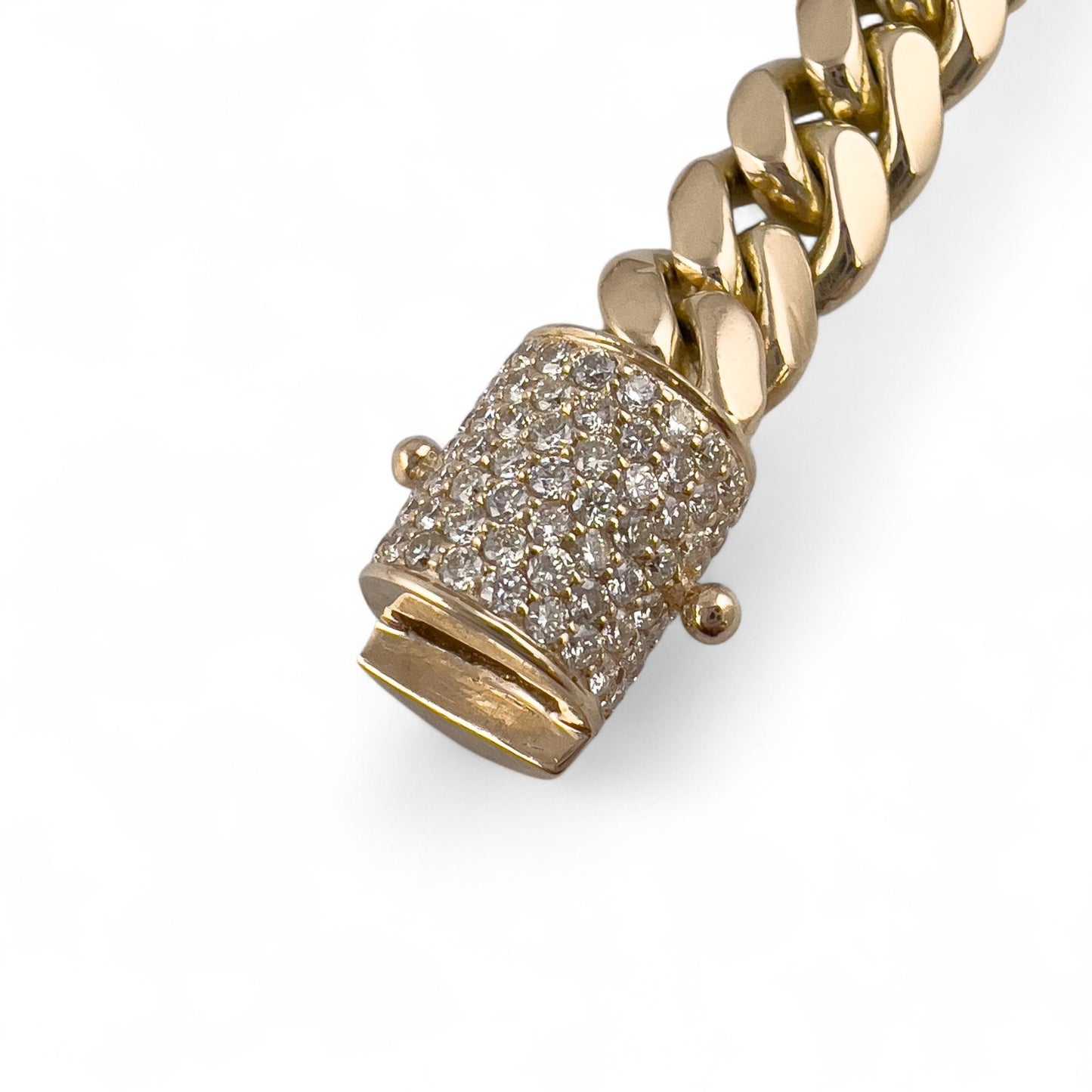 14k Yellow Gold Miami Cuban Link Chain Diamond Clasp Necklace 1.45ctw 22" 79.7g