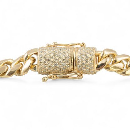 14k Yellow Gold Miami Cuban Link Chain Diamond Clasp Necklace 1.45ctw 22" 79.7g