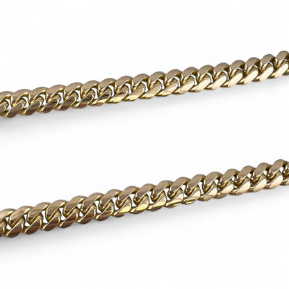 14k Yellow Gold Miami Cuban Link Chain Diamond Clasp Necklace 1.45ctw 22" 79.7g