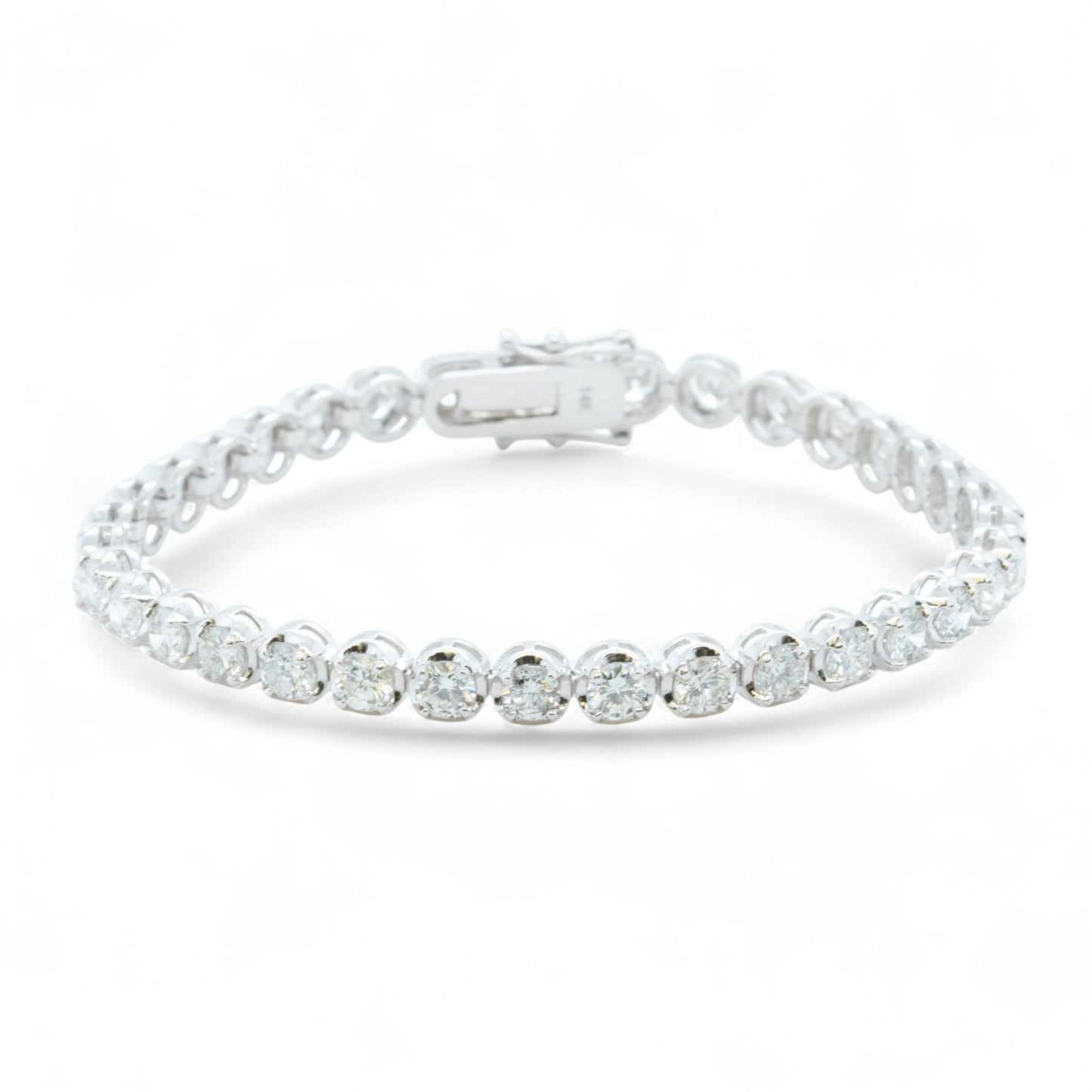 14k White Gold Diamond 4-Prong Tennis Bracelet 7.13ctw G-H SI1 12.2g 6.75"