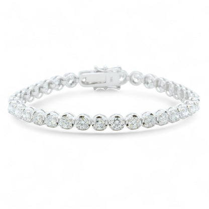 14k White Gold Diamond 4-Prong Tennis Bracelet 7.13ctw G-H SI1 12.2g 6.75"